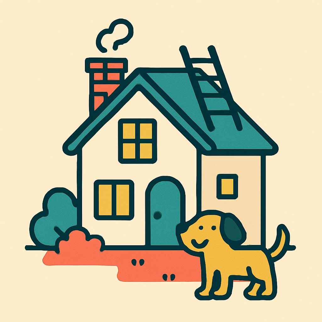 Drawing of a house with a chimney